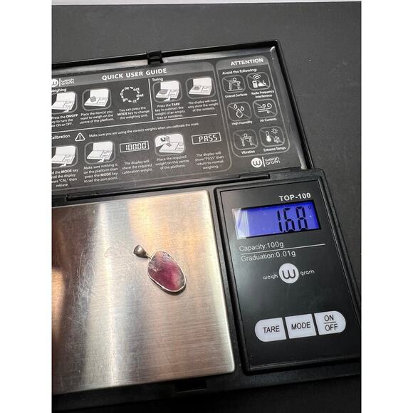 NEW Pink and white tourmaline sterling silver pendant 1.68 grams - Picture 9 of 9